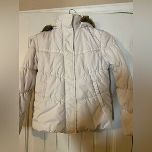 Women’s Faded Glory White Hooded Puffer Jacket S (4-6)
